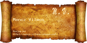 Mencz Vilmos névjegykártya